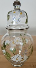 Große Glasvase mit Deckel; Deckelvase; Vase HANDBEMALT DDR