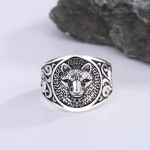 Wolf ring geschwärzt damen - wolf,