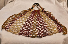 DDR Netz, Einkaufsnetz, Ledergriffe , braun, rot, weiß, robust, Länge ges. 42cm