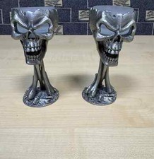 Kerzenhalter Totenkopf Teelichthalter Metall Massiv