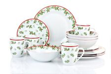 Kombigeschirr HOLLY 16tlg./4 Personen Weihnachten rot-weiß-grün Porzellan Retsch