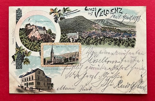 Litho veldenz 1898 gasthaus - ak,