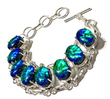 TRIPPLE OPAL EDELSTEIN ARMBAND  925 Sterlingsilber  HANDGEFERTIGT 17-20 CM