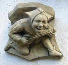 Konsole Sockel Narr Gaukler Mittelalter kl. Kunst Sandstein im Antik Look T 13