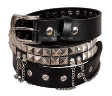 Herren Schwarz Leder 2 Reihen