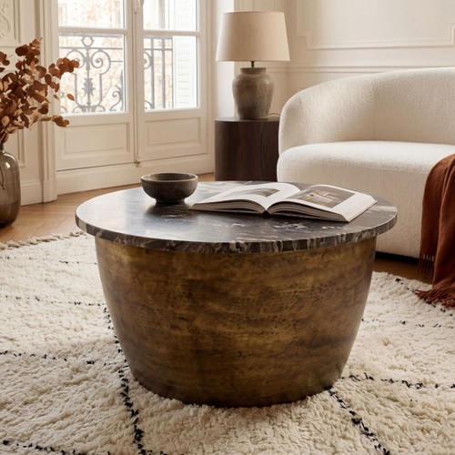 Couchtisch 60cm mit marmor - couchtisch,