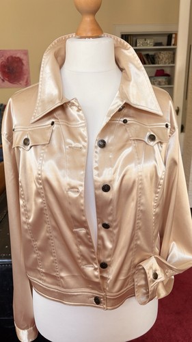 Goldene satin jeansjacke - goldene,