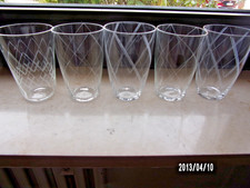 Poschinger  Frauenau  5 Wassergläser Saftgläser BRILLANT Raute Nachlass 50-er J.