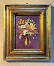 Gerahmtes Bild  "echte Blumen"  15*18 cm  handsigniert Italien