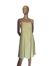 Mothwurf Sommerkleid mint grün Leinen Mix kariert Spitze A-Linie 38 40 SALE