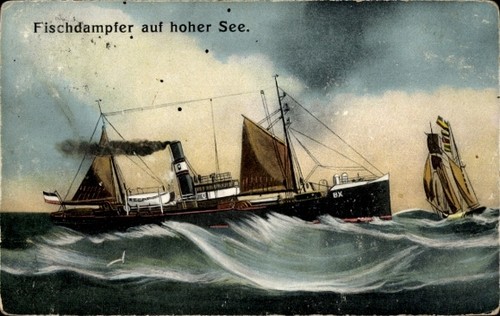 Fischdampfer auf hoher see - fischdampfer,