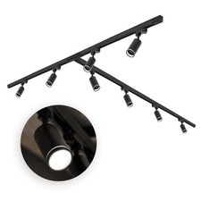 Schienensystem Komplett-Set 8xGU10 Lampe+Schiene 1m+1m+2m+T-Verbinder Schwarz