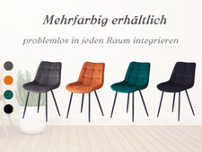 2/4 Leichte Luxus-Velours-Esszimmerstühle mit schwarzen Metallbeinen