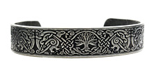 Edelstahl Armreif antik silber Wikinger Kelten Runen 17cm Yggdrasil