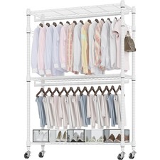 Kleiderständer Kleiderstange Regal Rollbar stapelbar Stahl 90x42x205cm