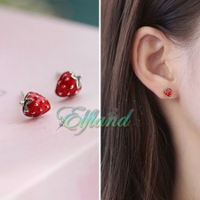 Echt 925 Sterling Silber *Ohrschmuck Ohrringe Ohrstecker *Erdbeere Damen Mädchen