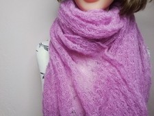 Schal Tuch Rose Farbe 💯 Kid Mohair Handarbeit  , Wolle Aus Italien