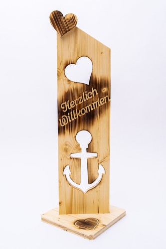 Deko schild geflammt herzlich - deko,