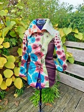 SMASH Hippie MANTEL Flower Power DAHLIEN Blüten BUNT Boho XXL Kragen M BW48 WOW 