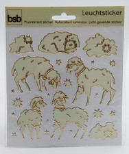 Vintage BSB Glow in the Dark Sticker-Bogen: Schafe mit Sternen / Leuchtsticker