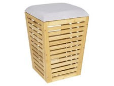 Wenko Bad und Wohnhocker »Bambus«, mit Sitzpolster (natur/hellgrau) - B-Ware 