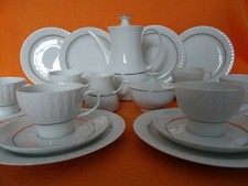 Thomas Porzellan Lanzette weiß Platinrand Kaffeeservice für 6 Personen  21 tlg.