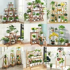 UNHO Blumenständer Pflanzentreppe aus Holz Blumenregal für Garten Balkon 10-Form