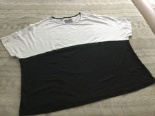 Rainbow * kastiges Oversized Baumwoll-Mix Shirt *ärmellos  *Gr.46 *schwarz-weiß