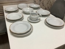 Vintage RC Royal Copenhagen Tafelservice weiß Goldrand komplett 12 Personen