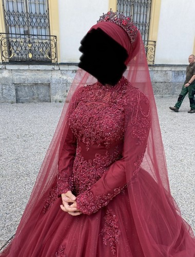 Hijab brautkleid weinrot für - brautkleid,