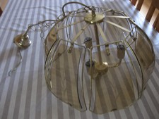 Leuchte Deckenlampe Messingfarben Glasornamente Muster 3 Kerzenbirnen ca.Ø40 cm