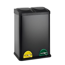 SVITA TC2X20 Küchen-Eimer 40L Abfalleimer 2er-MülleimerTreteimer Stahl Schwarz