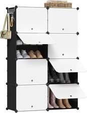 Schuhregal DIY 8 Fächern Schuhschrank  schmal mit Türen Stahlrahmen xrs26wsz