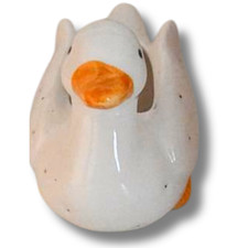 Keramik-Ente als Blumengefäß – Weiß mit orangefarbenem Schnabel