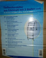 Poolleiter 1,20m Tiefenbeckenleiter Einbauleiter Edelstahl weit