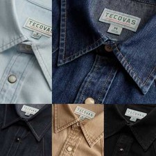 Tecovas Men's Denim Pearl Snap Cowboy  Western  Herren Hemd