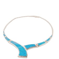 Sterling Silber 925 Blau Opal Halsband Halskette, Griechisch inspiriertes Design