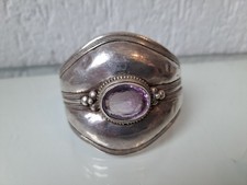 schöner ,alter, massiver Armreif  , Armspange , 925 Silber mit großem Amethyst