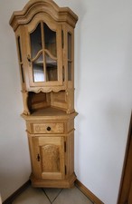 schöner Eck schrank, Eck Vitrine, Eiche massiv,  wie neu