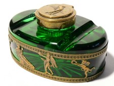 Art Deco schwer grünes Glas