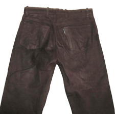 fette Herren- LEDERJEANS / Nubuk- Lederhose in dkl.- braun W36" /L29"