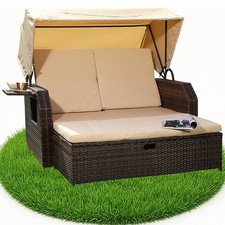 Gartenliege Polyrattan Bett in