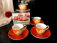 4 Espresso Tassen + Untertassen dickwandig Porzellan Franca Versari NEU & OVP