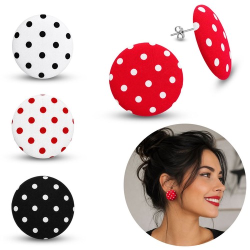 Polka dots stoff ohrstecker - polka,