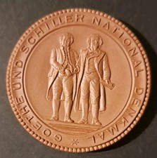 Goethe Schiller Nationale Denkmal Theater Meissen Porzellan Medaille 
