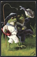 Künstler-AK Frösche in