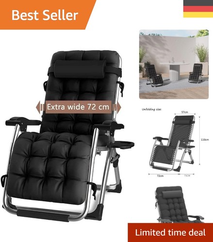 Schwarz klappbare liegestuhl - schwarz,