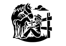 Schablone " Girl mit Pferde