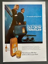 Old Crow Traveller Flachmann Whisky Original 1968 Vintage Werbung Advert Reklame