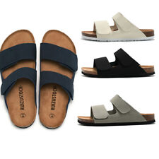 Herren Pantoletten PU Leder Sandalen Korksohle Fußbett Hausschuhe RUIZUSTOCK